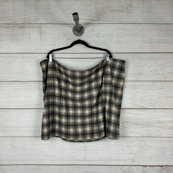 Old Navy Plus Size Tan & Gray Plaid Fall Mini Pencil Skirt Size 4X - Picture 1 of 6